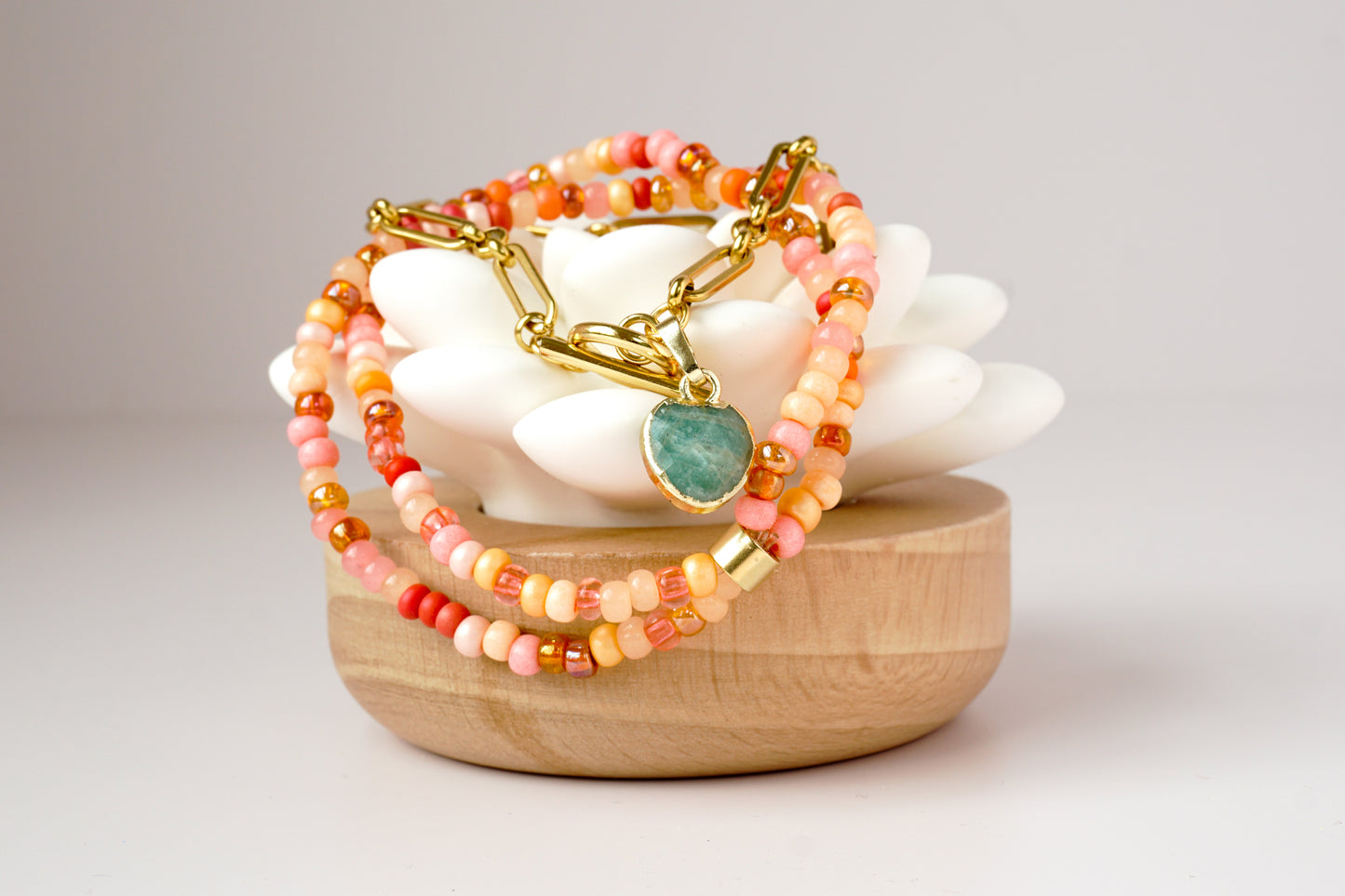 Amazonite Heart Bracelet - Gold Arrow Studios 