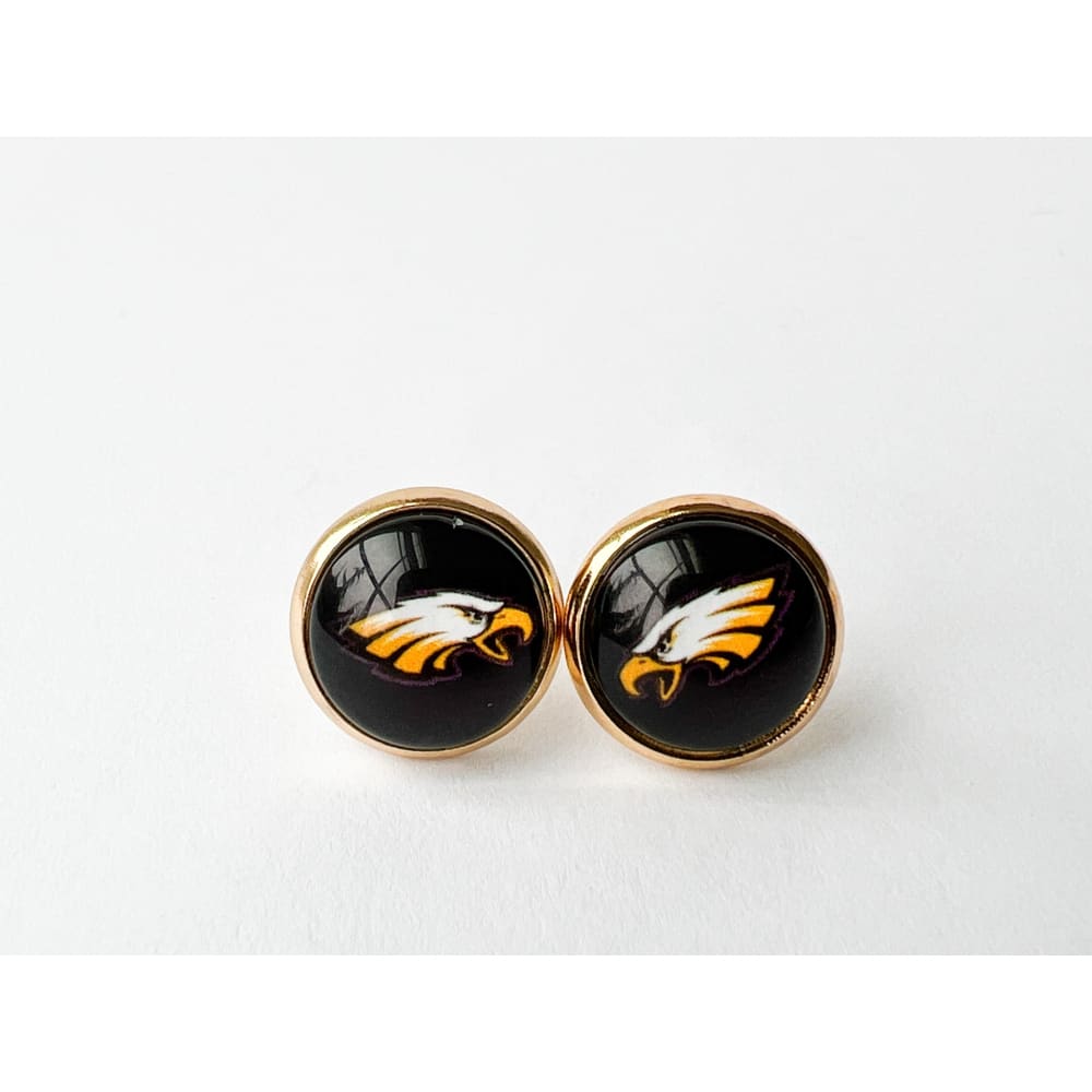 Avon Eagles School Studs - Gold / Black Out Eagle