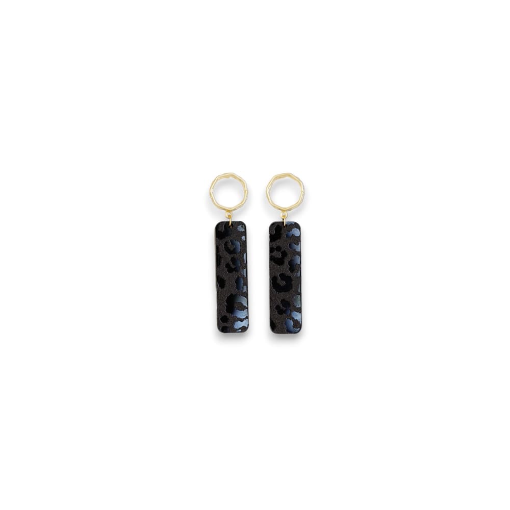 Black Leopard Dangles with basket weave post