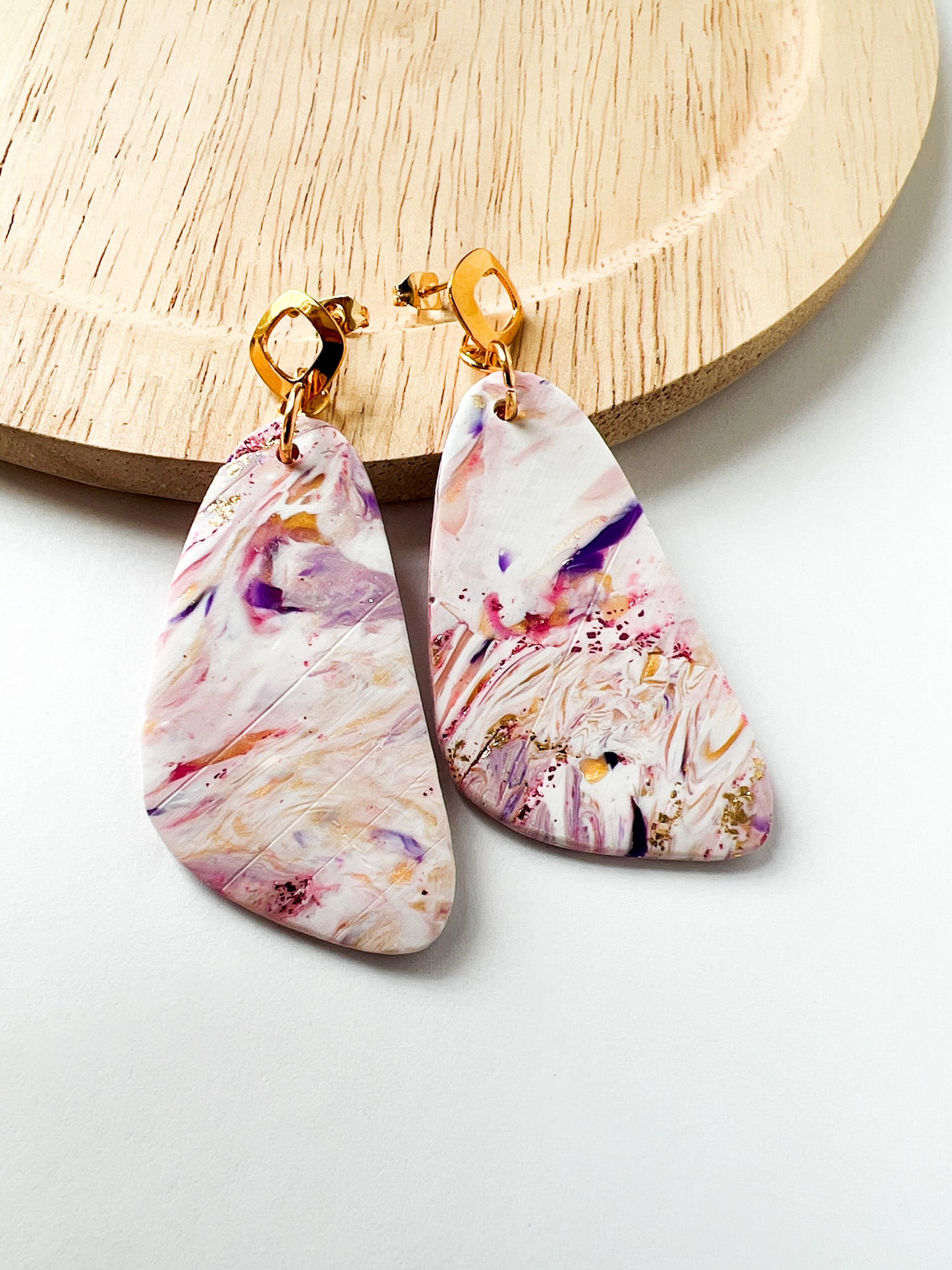 Light Marble Clay Dangles