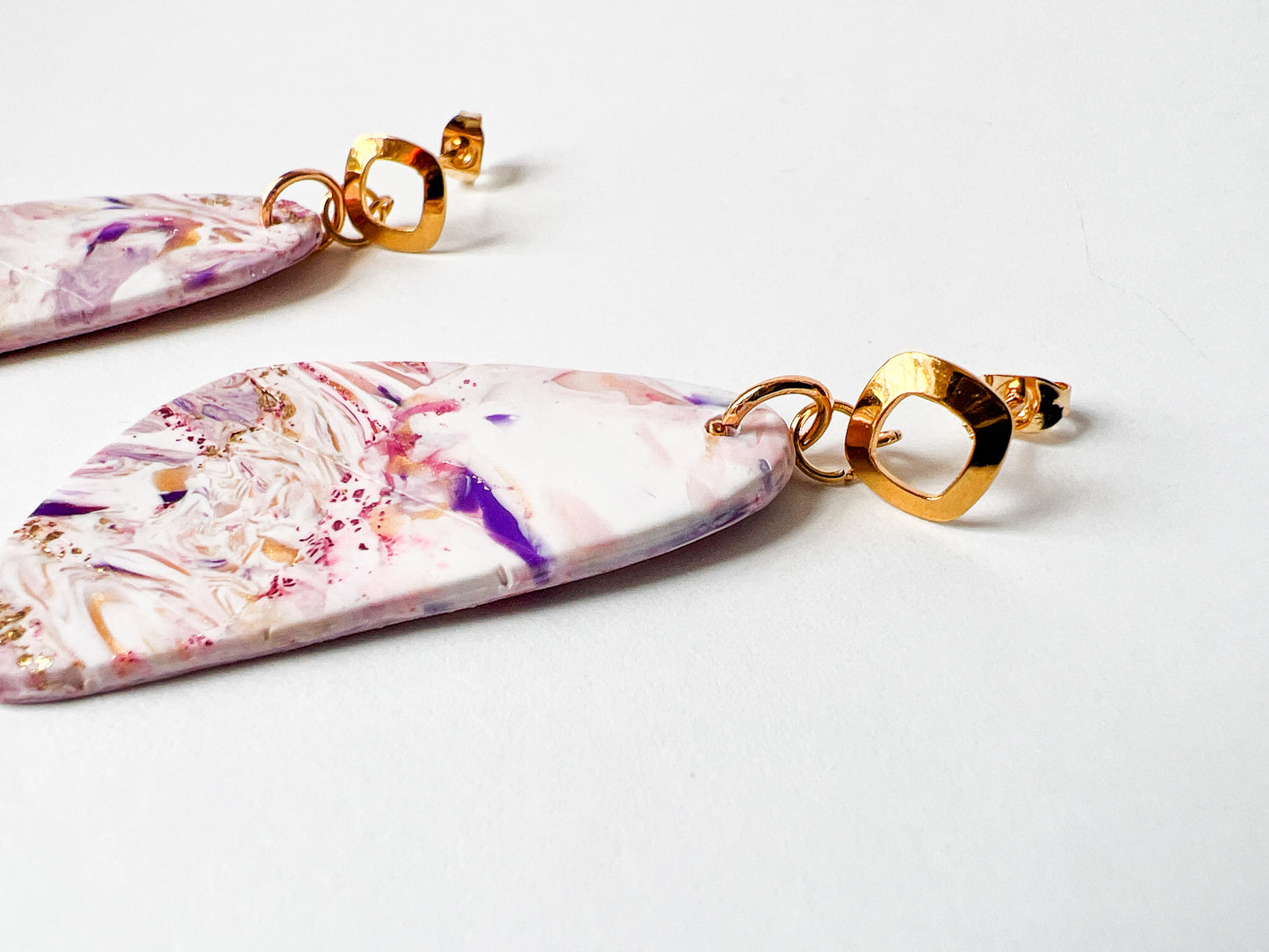 Light Marble Clay Dangles