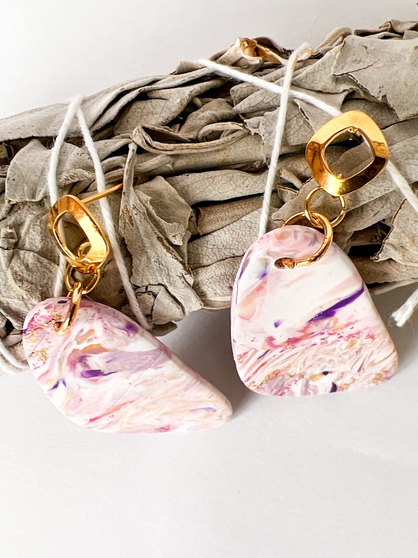 Light Marble Clay Dangles