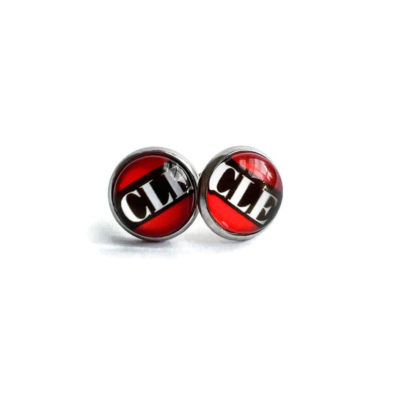 Orange CLE Studs - Silver / CLE