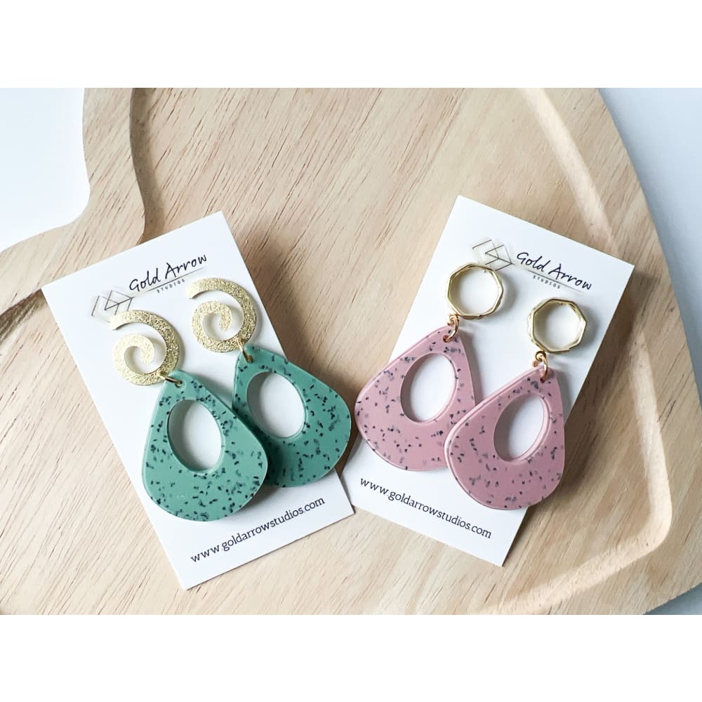 Speckled Green Dangles - Dangle Earrings