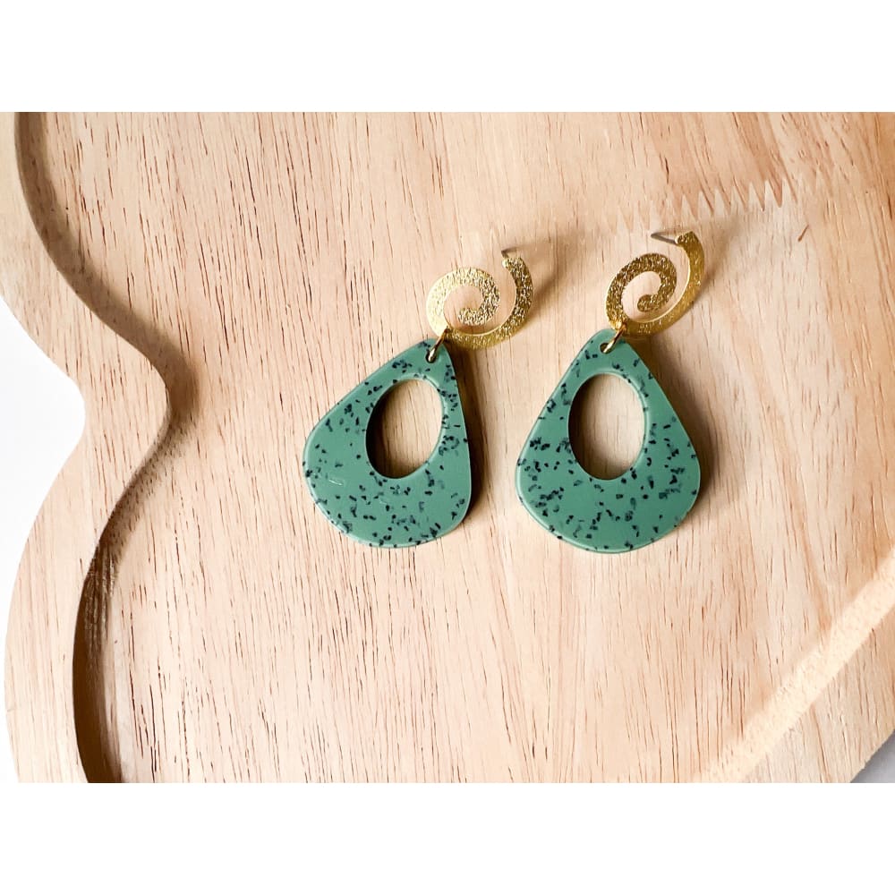 Speckled Green Dangles - Dangle Earrings