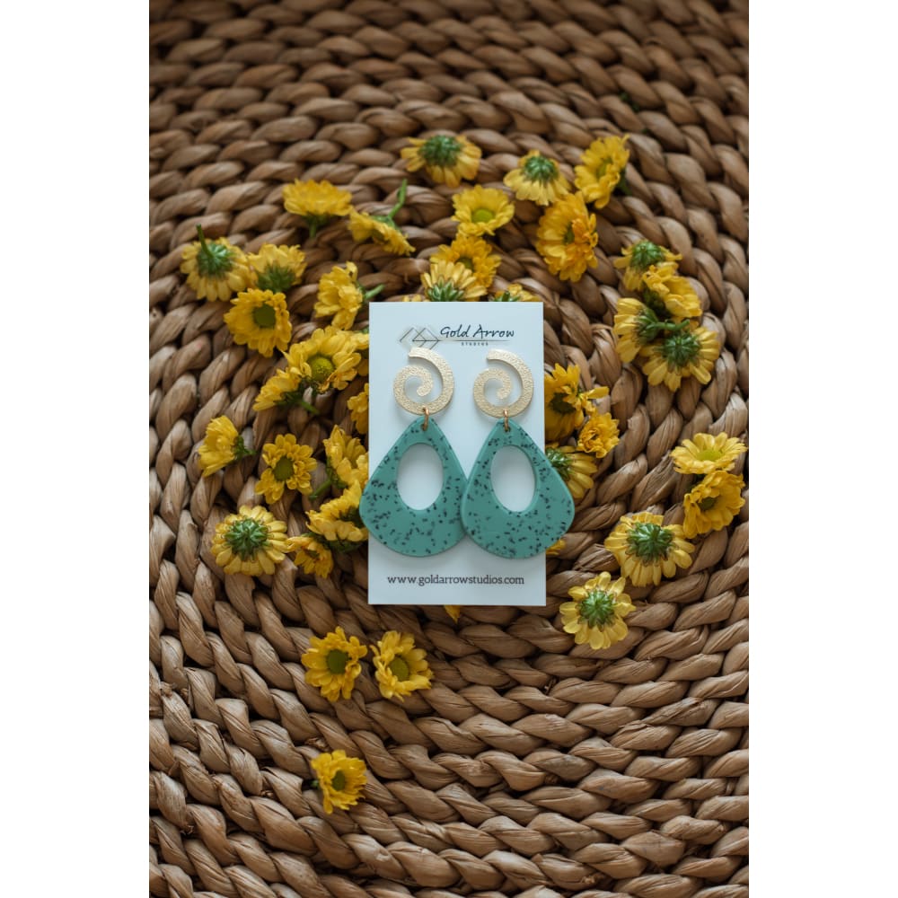 Speckled Green Dangles - Dangle Earrings
