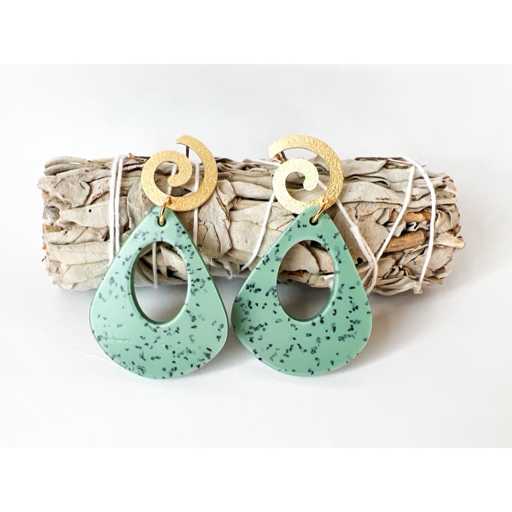 Speckled Green Dangles - Dangle Earrings