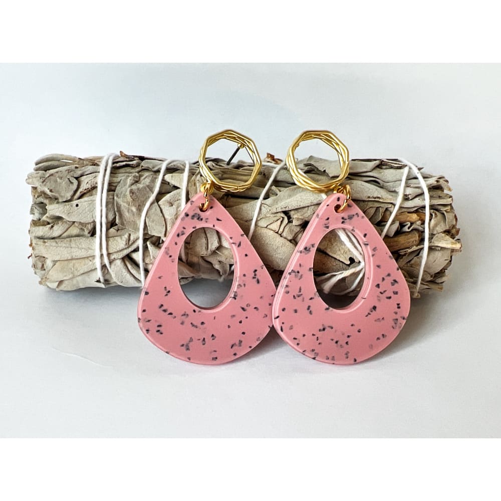 Speckled Pink Dangles - Dangle Earrings