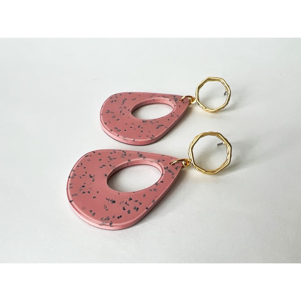 Speckled Pink Dangles - Dangle Earrings