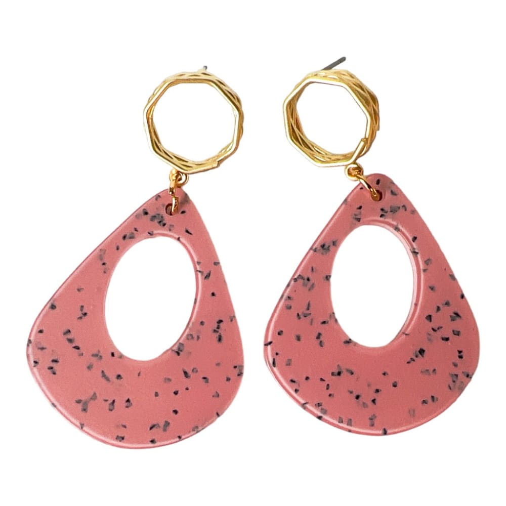 Speckled Pink Dangles - Dangle Earrings