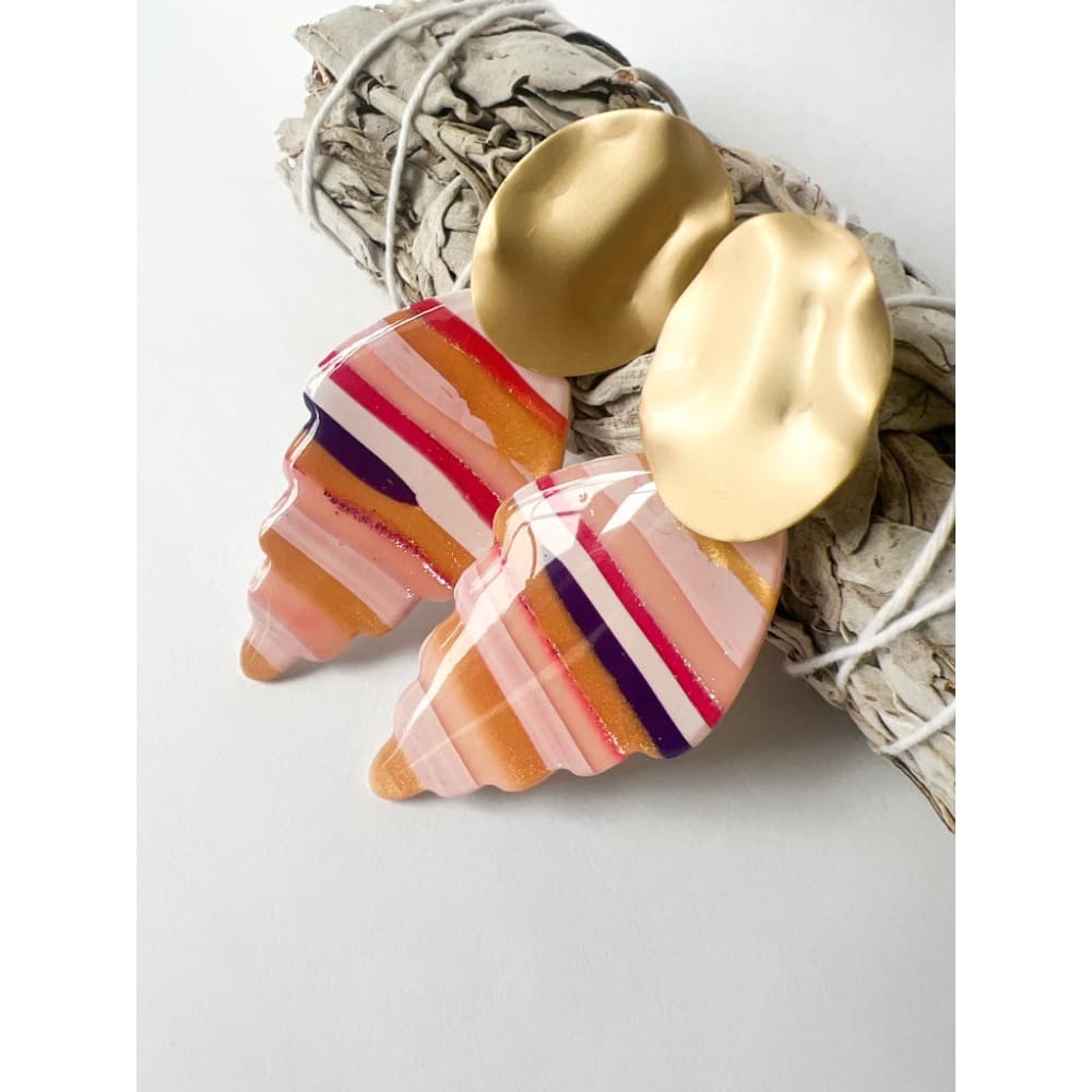 Striped Arrow Dangle Earrings - Dangle Earrings