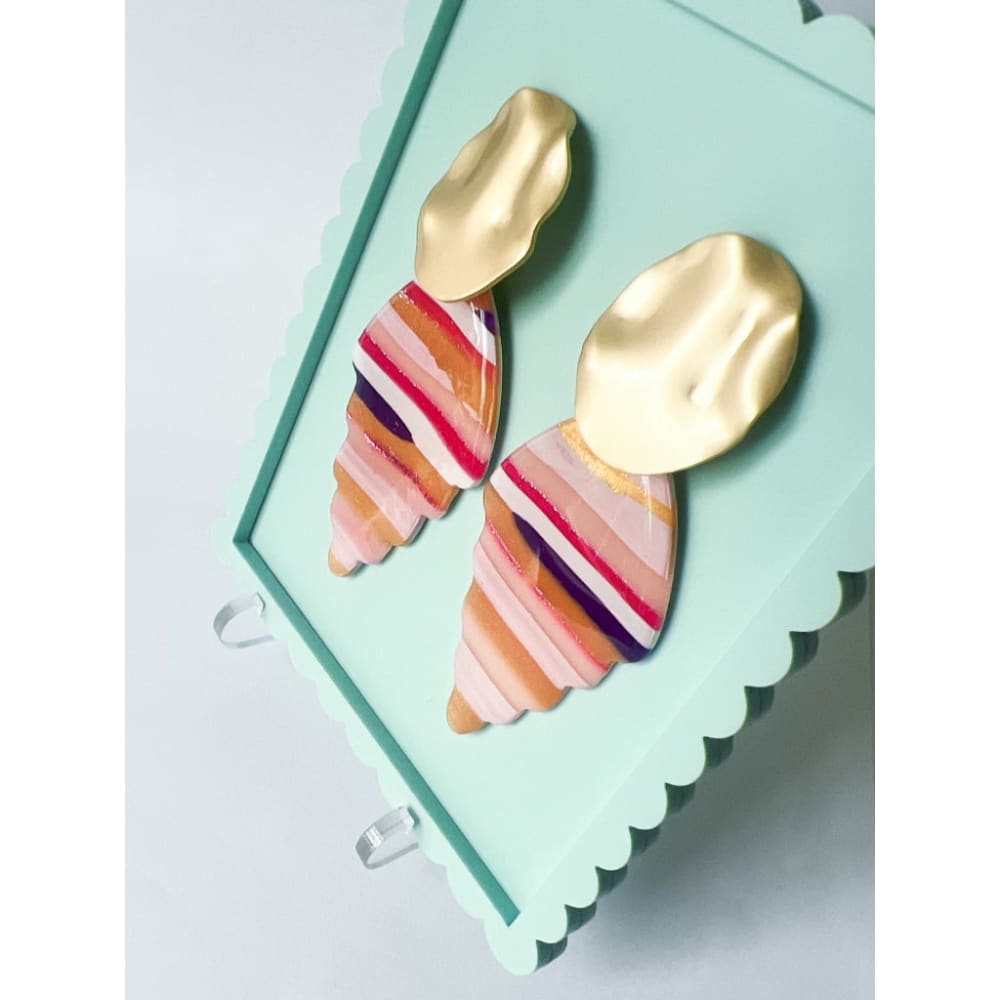 Striped Arrow Dangle Earrings - Dangle Earrings