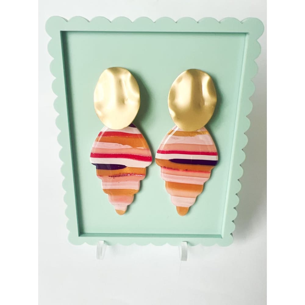 Striped Arrow Dangle Earrings - Dangle Earrings