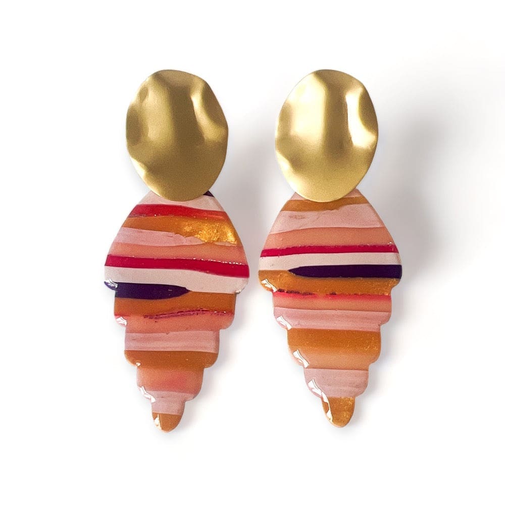 Striped Arrow Dangle Earrings - Dangle Earrings