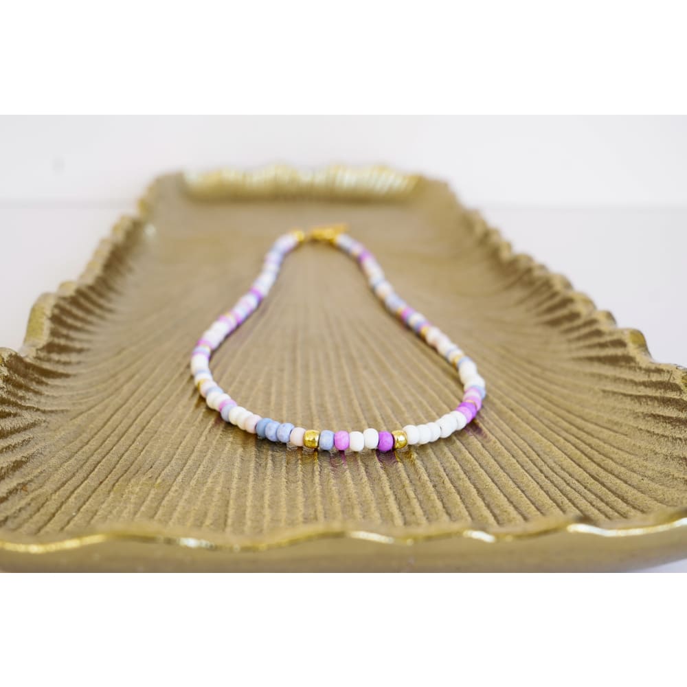 rainbow pastel layering necklace