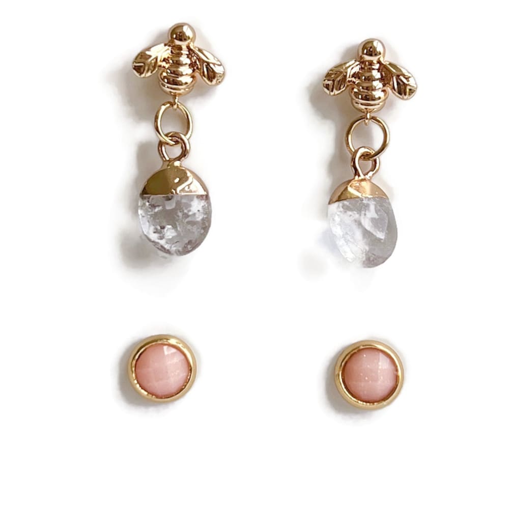 Gemstone Dangles & Studs - Honey Bee
