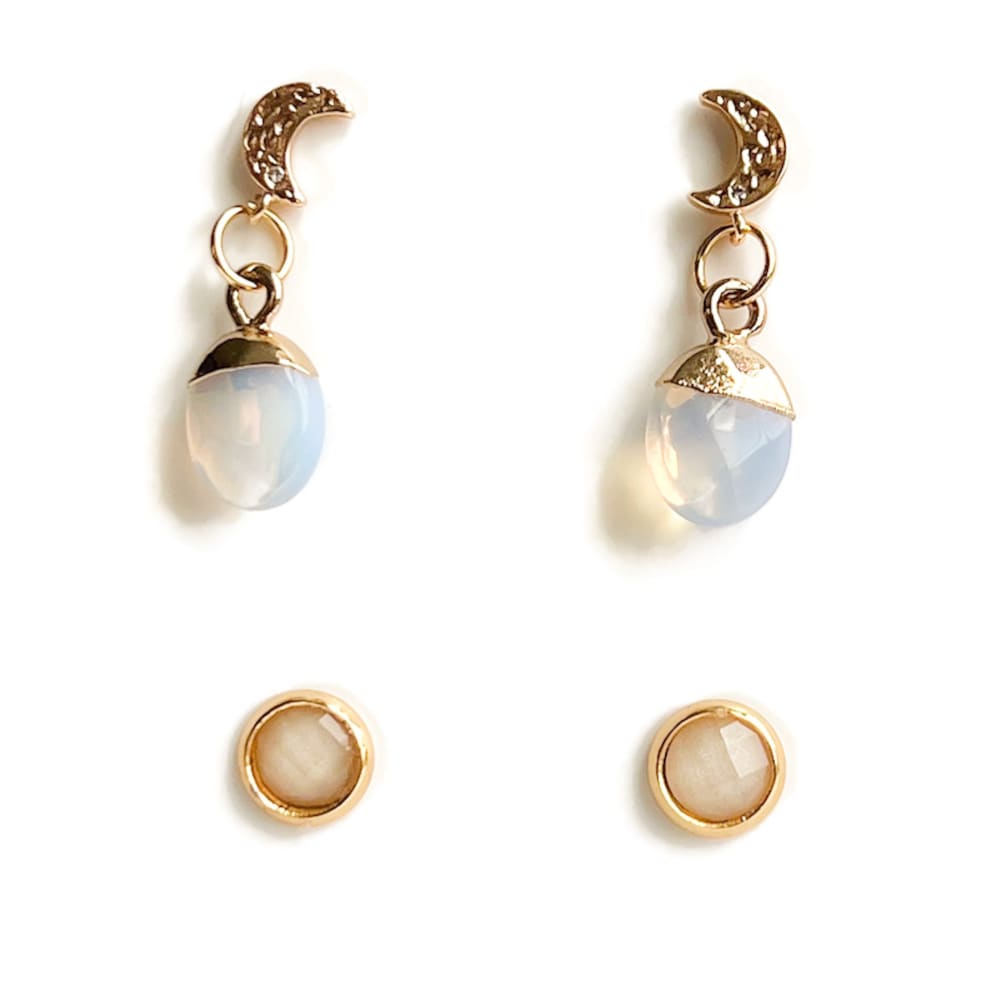 Gemstone Dangles & Studs - Moon