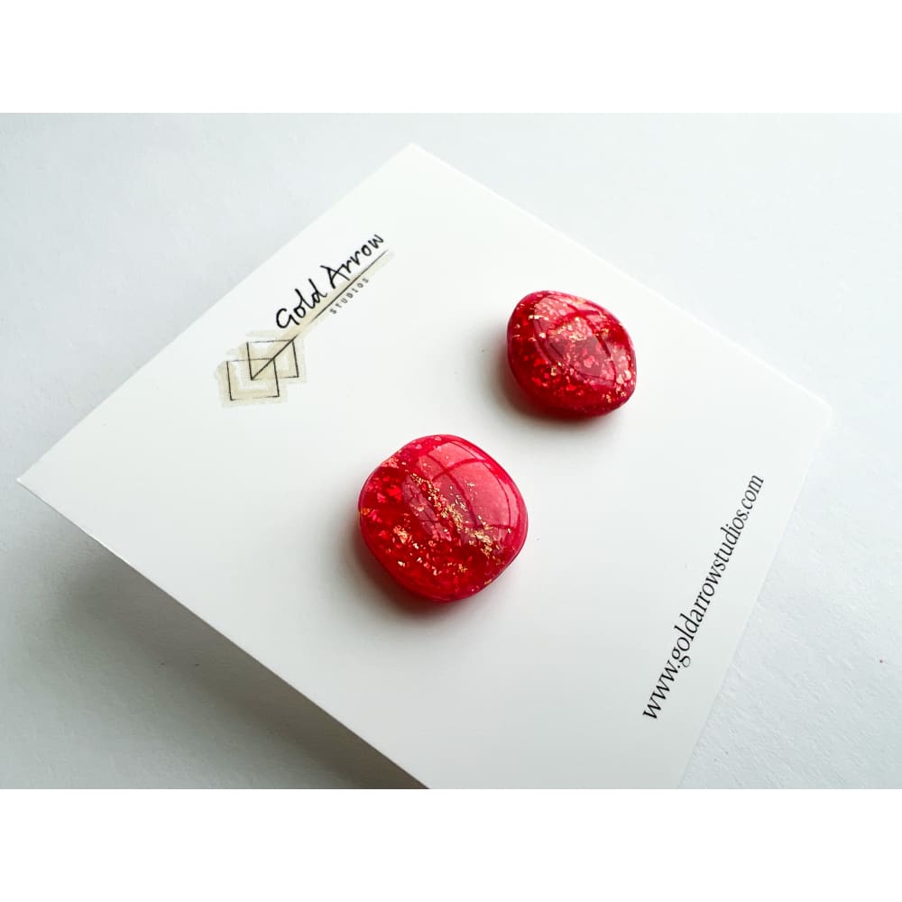 Magenta Square Studs - Stud Earrings