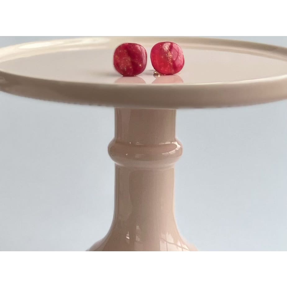 Magenta Square Studs - Stud Earrings