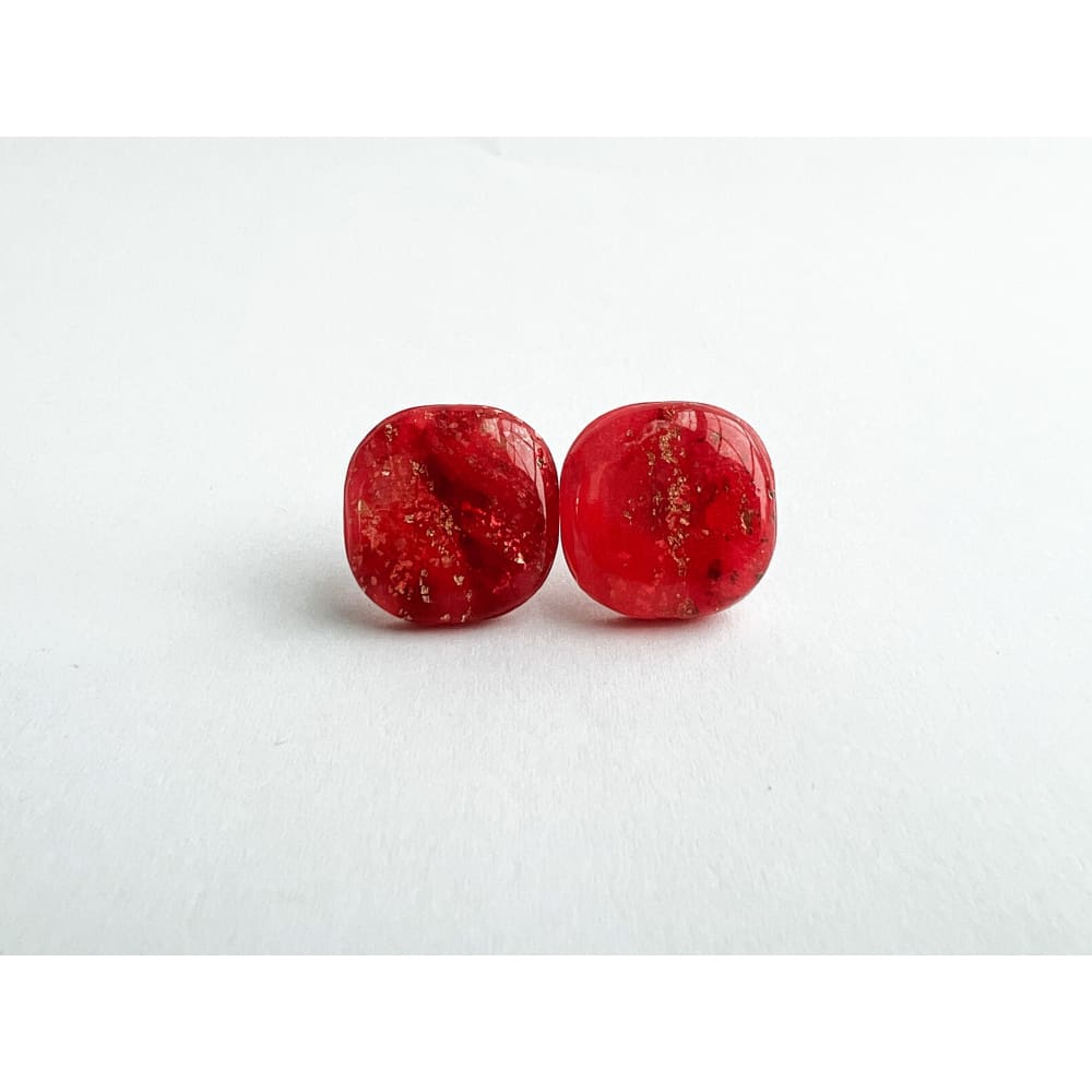 Magenta Square Studs - Stud Earrings