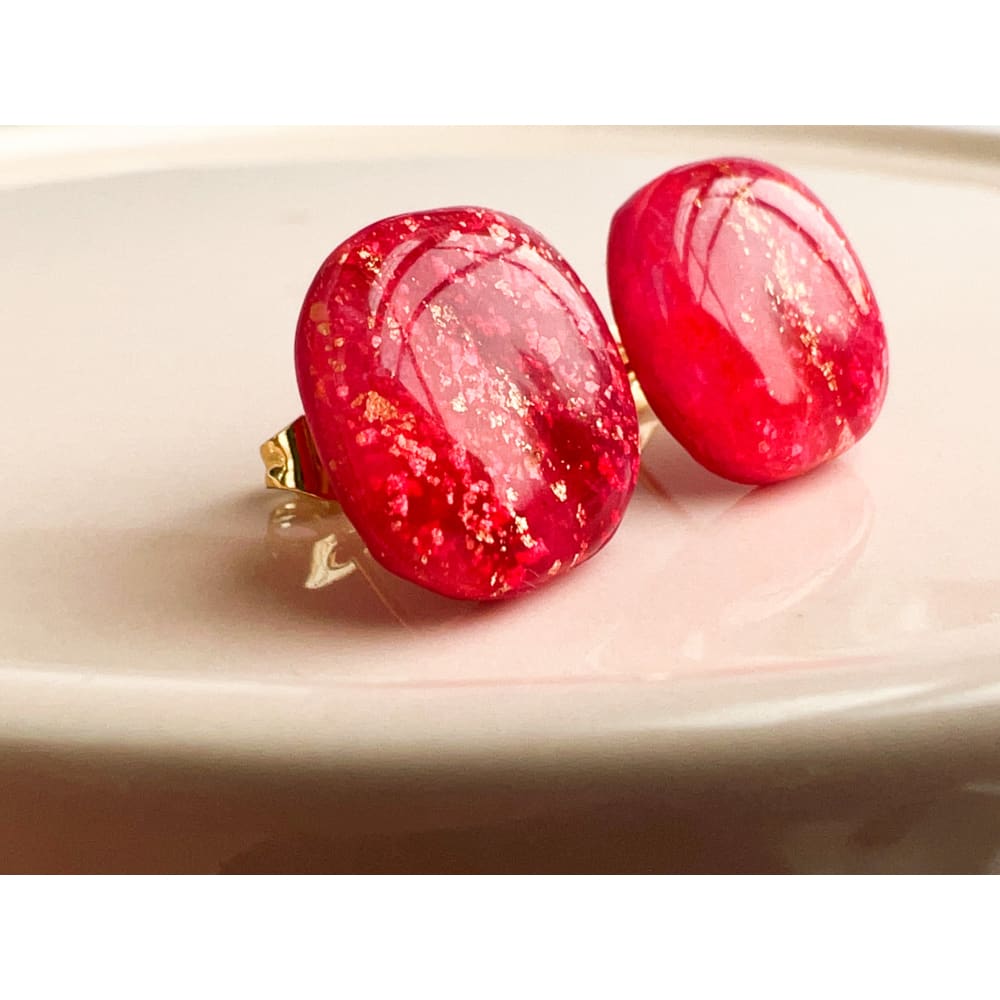 Magenta Square Studs - Stud Earrings