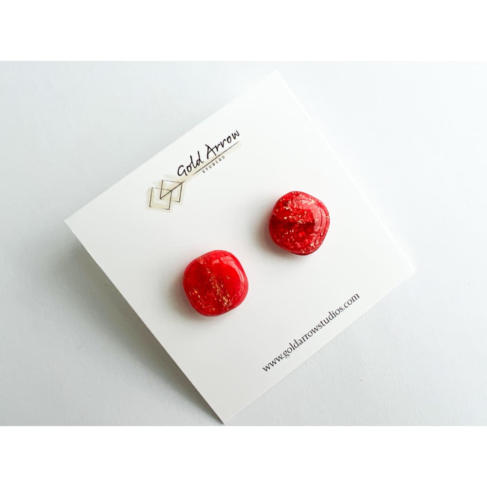 Magenta Square Studs - Stud Earrings