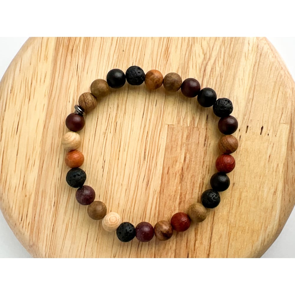 Mixed Wood and Lava Aromatherapy Bracelet