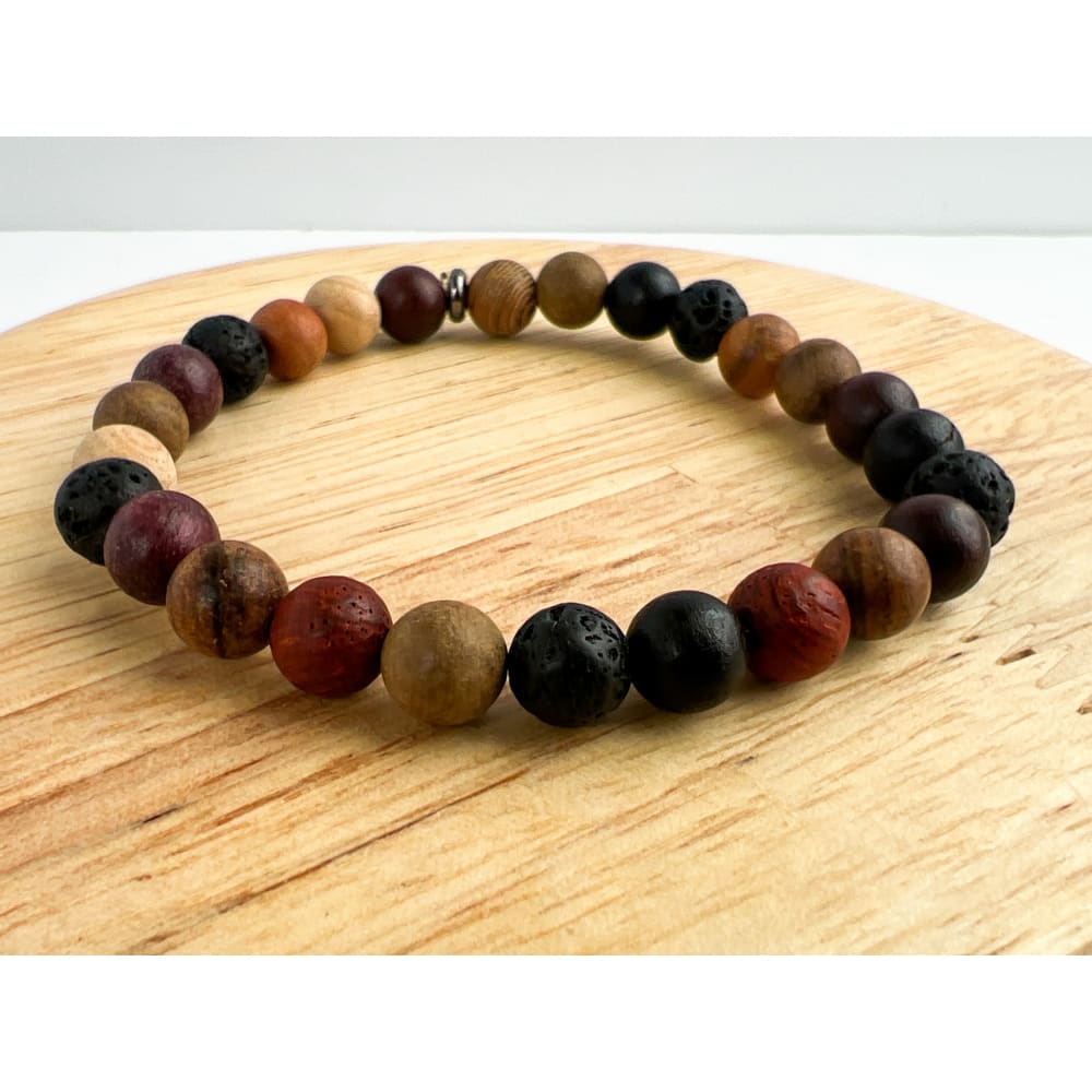Mixed Wood and Lava Aromatherapy Bracelet