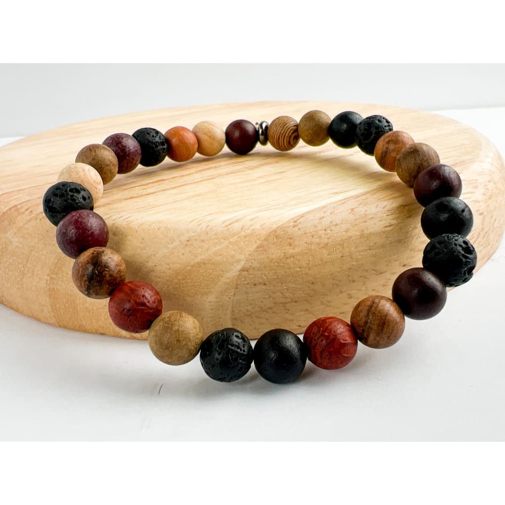 Mixed Wood and Lava Aromatherapy Bracelet