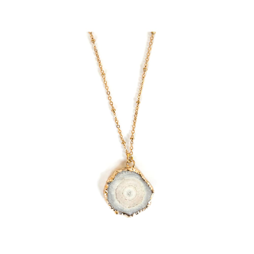 White Solar Geode Necklace - Necklaces