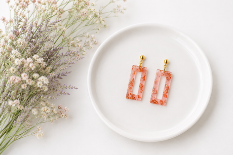 Dusty Rose and Gold Statement Earrings - Gold Arrow Studios 