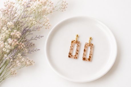 Cafe and Gold Statement Earrings - Gold Arrow Studios 