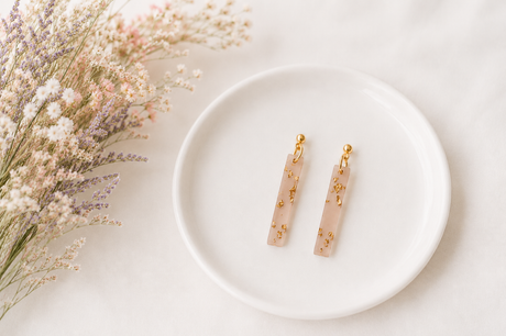 Cafe and Gold Small Bar Earrings - Gold Arrow Studios 