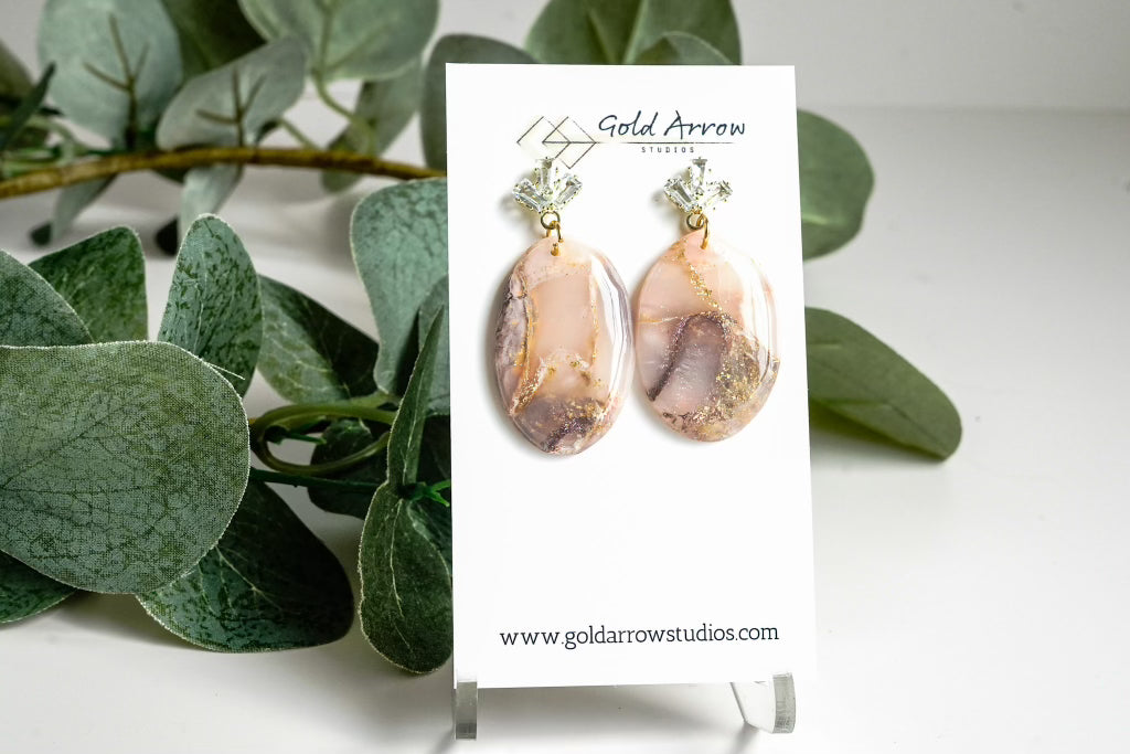 Fall Oval Agate Dangle - Gold Arrow Studios 