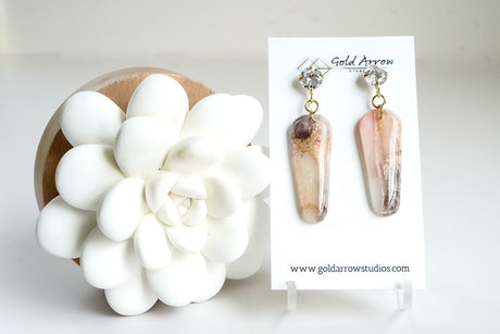 Fall Oblong Agate Dangle - Gold Arrow Studios 