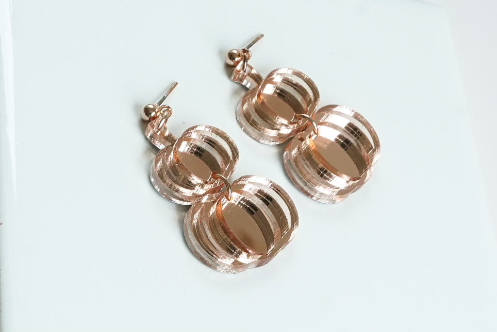 Rose Gold Pumpkin Dangles - Gold Arrow Studios 