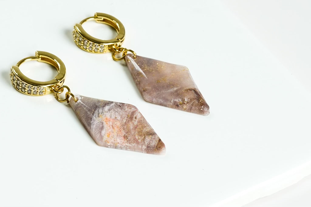Fall Diamond Agate Dangle - Gold Arrow Studios 