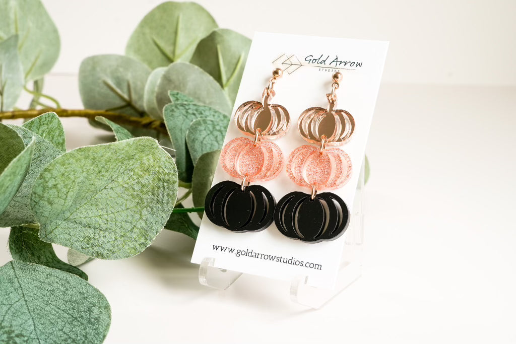 Three Stack Pumpkin Dangles - Gold Arrow Studios 