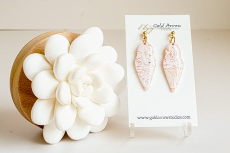 Marble Swirl Clay Dangles - Gold Arrow Studios 