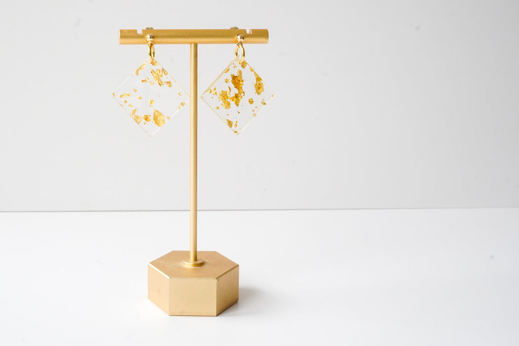 Gold Leaf Diamond Statement Earrings - Gold Arrow Studios 