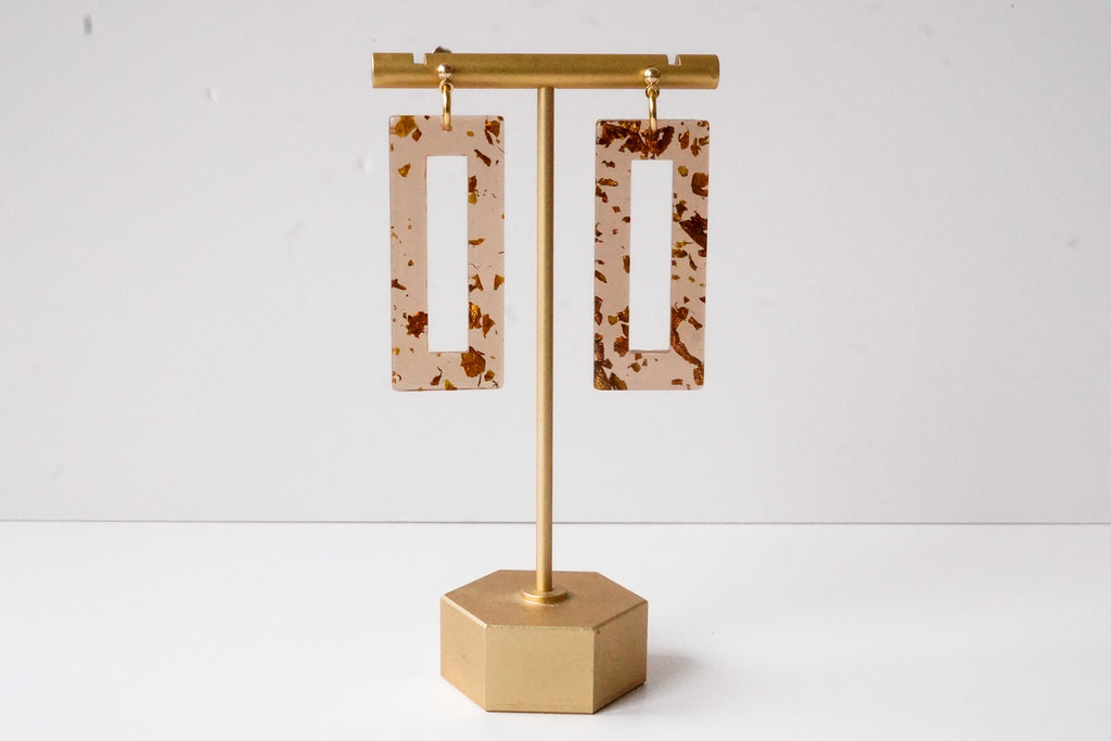 Cafe and Gold Statement Earrings - Gold Arrow Studios 