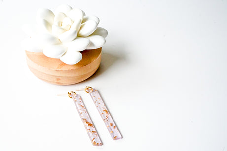 Lavender And Gold Statement Bar Earrings - Gold Arrow Studios 