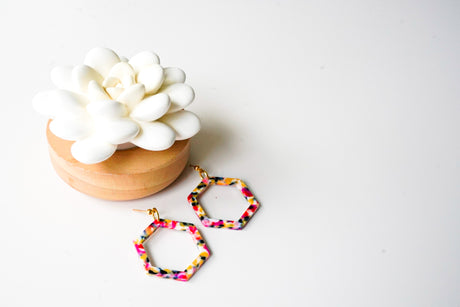 Mod Confetti Statement Earrings - Gold Arrow Studios 