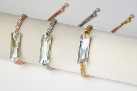 Crystal Center Stone Slider Bracelets - Gold Arrow Studios 