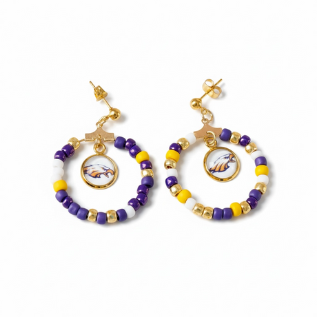 Avon Beaded Hoop Earrings - Gold Arrow Studios 