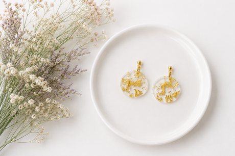 Gold Leaf Circle Statement Earrings - Gold Arrow Studios 