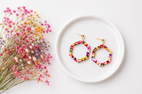 Mod Confetti Statement Earrings - Gold Arrow Studios 