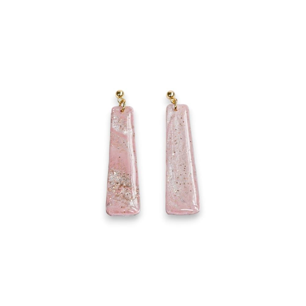 Oblong Long Sparkly Pink Dangles