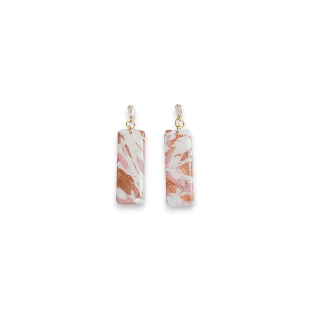 Pink and Copper Clay Rectangle Dangles