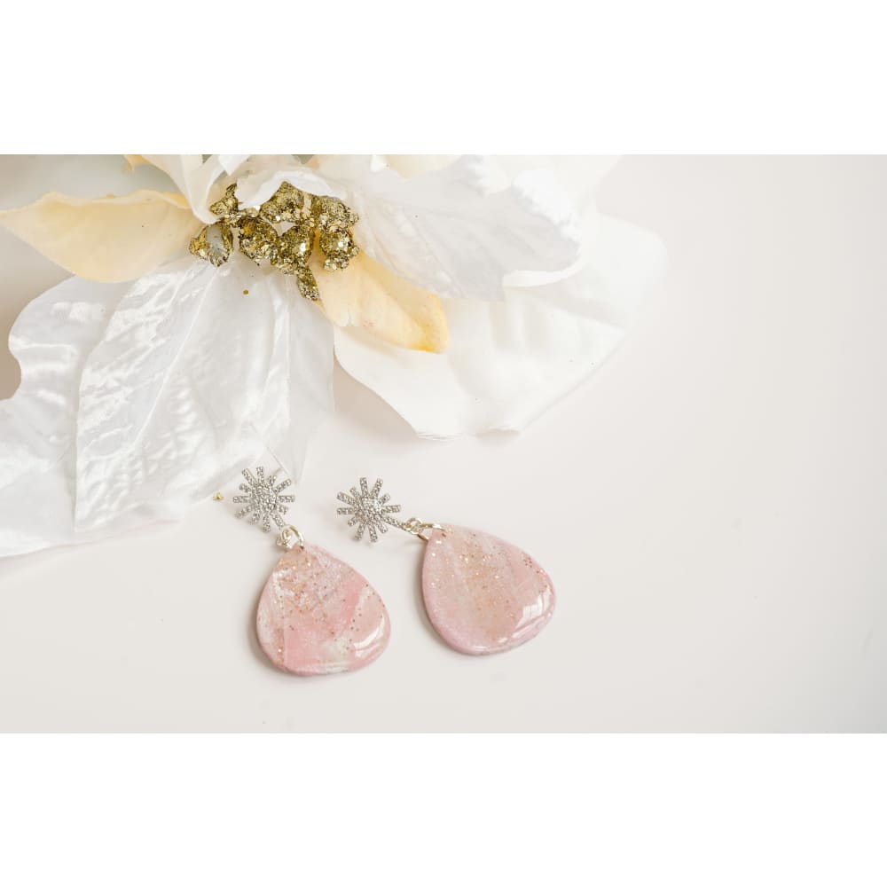 Pink and Gold Agate Tear Dangle